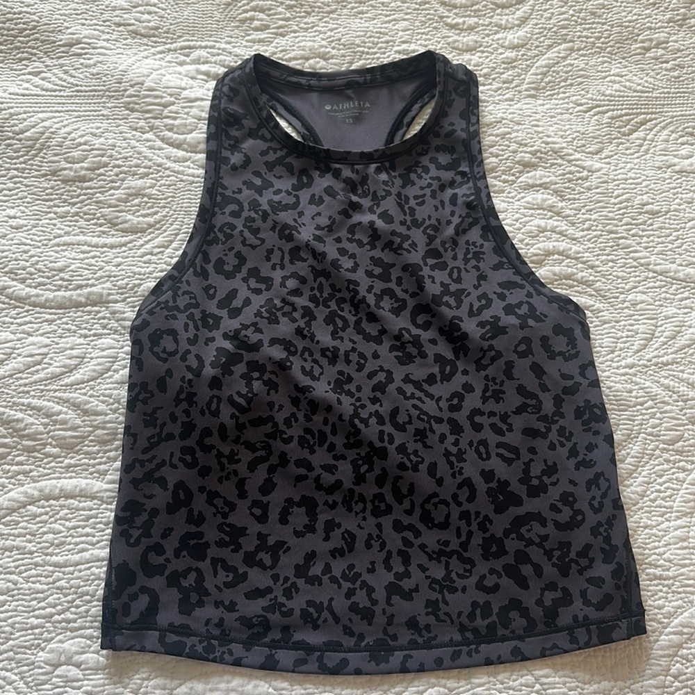 Athleta Shanti Crop Leopard Tank Size XS